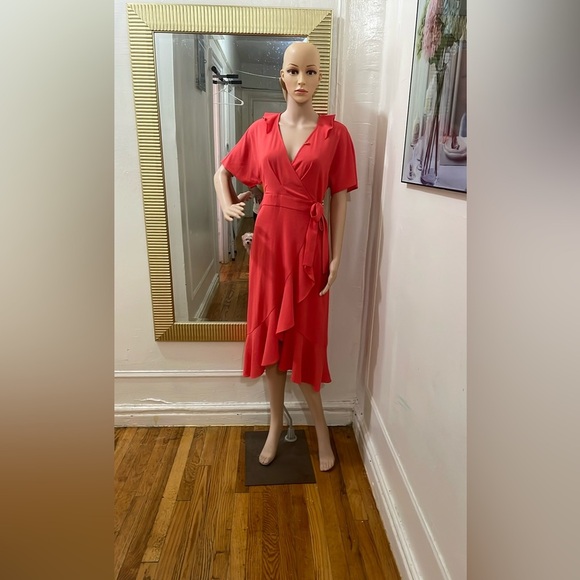 Whistles Red Ruched Wrap Sundress - Picture 12 of 16